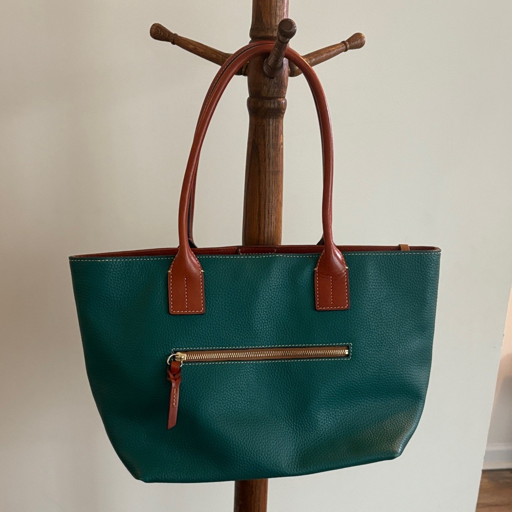 Dooney & Bourke Large Pebble Grain Leather Shoulders Strap Tote Bag - Green - Picture 7 of 16